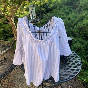 Flying Tomato White Puff Sleeve Ruffled Blouse